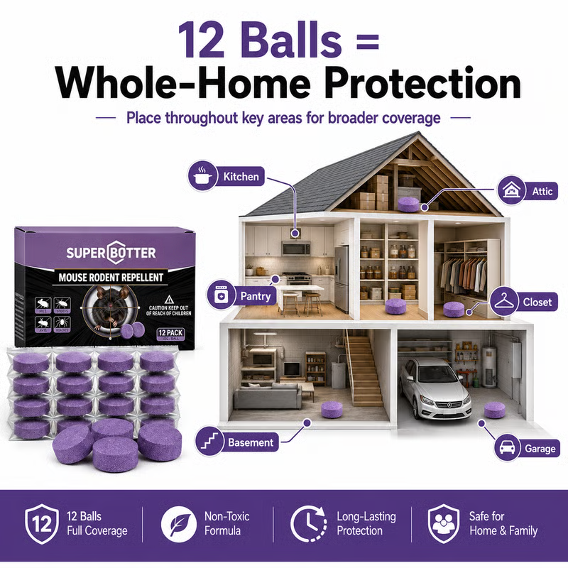 🐭 12-Pack Rodent Repellent Balls – Natural Pest Control for Home, Garage & Garden