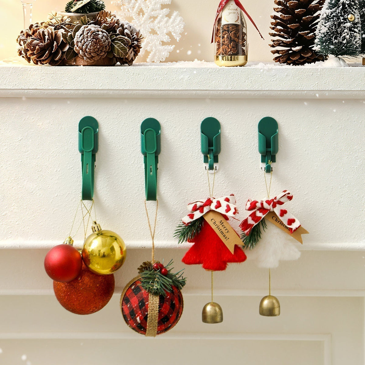 🎄🎁 Silicone Christmas Wreath Ties & Damage-Free Hanging Hooks ✨